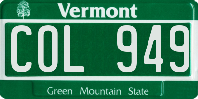 VT license plate COL949