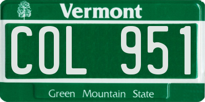 VT license plate COL951