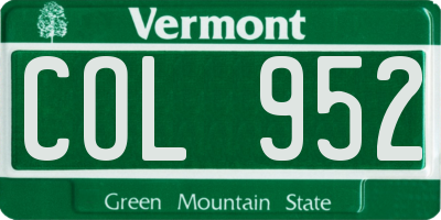 VT license plate COL952