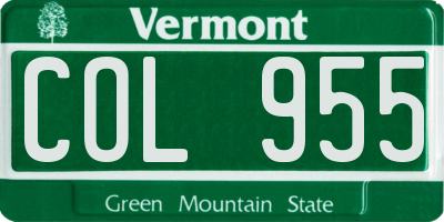 VT license plate COL955