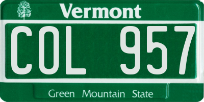 VT license plate COL957