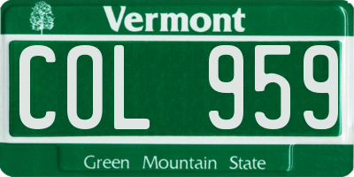 VT license plate COL959