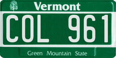 VT license plate COL961