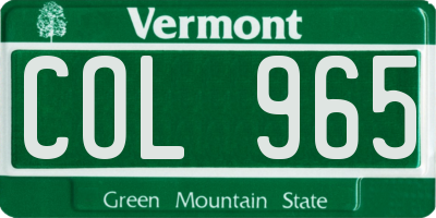 VT license plate COL965