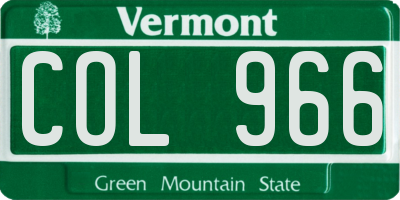 VT license plate COL966