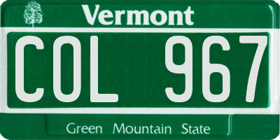VT license plate COL967