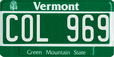 VT license plate COL969