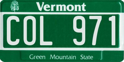 VT license plate COL971