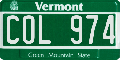 VT license plate COL974