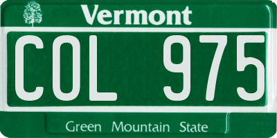 VT license plate COL975