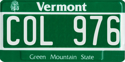VT license plate COL976