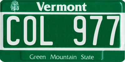 VT license plate COL977