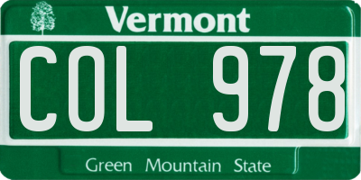 VT license plate COL978