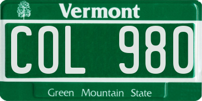 VT license plate COL980