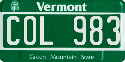 VT license plate COL983