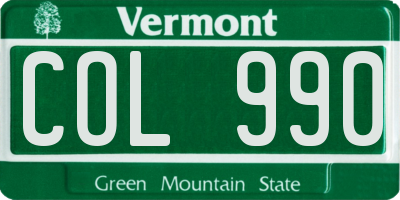 VT license plate COL990