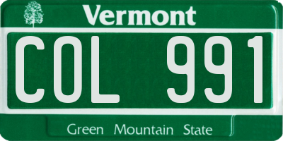 VT license plate COL991