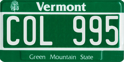 VT license plate COL995