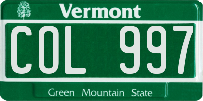 VT license plate COL997