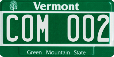 VT license plate COM002