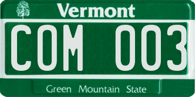 VT license plate COM003
