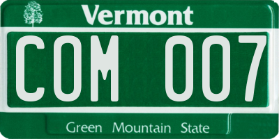 VT license plate COM007