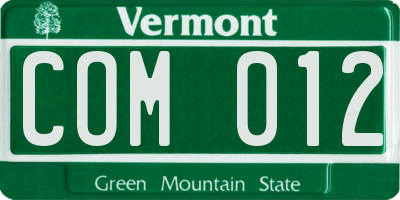 VT license plate COM012