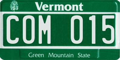 VT license plate COM015