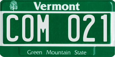 VT license plate COM021