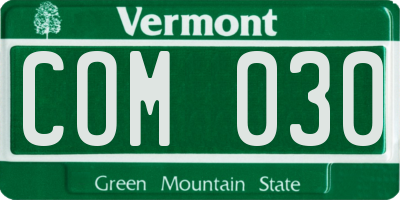 VT license plate COM030