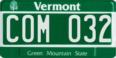 VT license plate COM032
