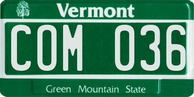 VT license plate COM036