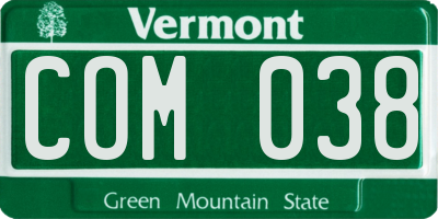 VT license plate COM038