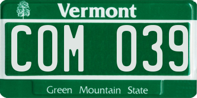 VT license plate COM039