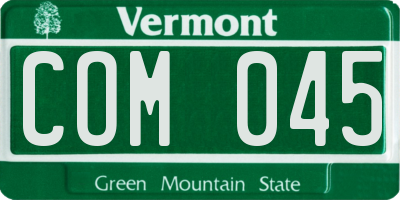 VT license plate COM045
