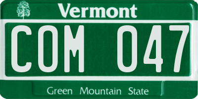 VT license plate COM047