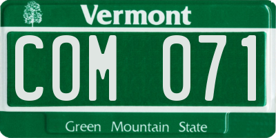 VT license plate COM071