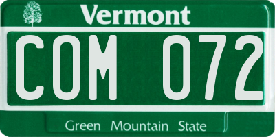 VT license plate COM072