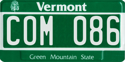 VT license plate COM086
