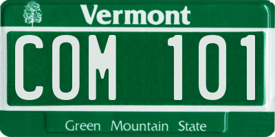 VT license plate COM101
