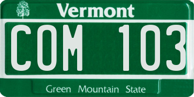 VT license plate COM103