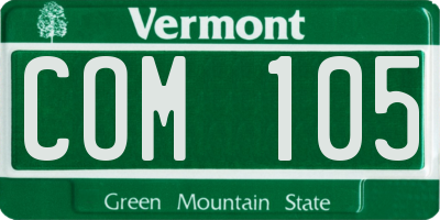 VT license plate COM105
