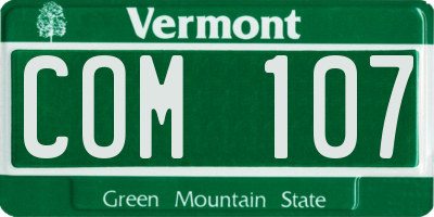 VT license plate COM107