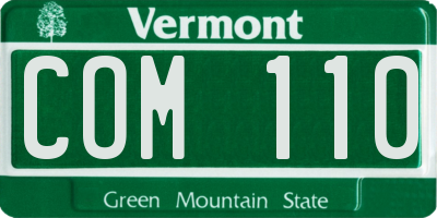 VT license plate COM110