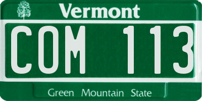 VT license plate COM113