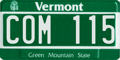 VT license plate COM115