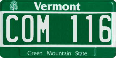 VT license plate COM116