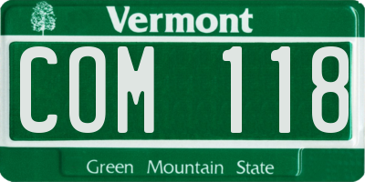 VT license plate COM118