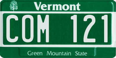 VT license plate COM121