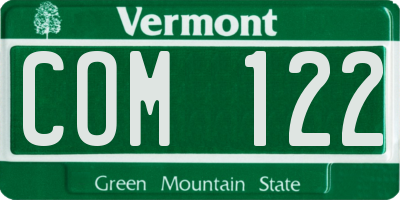 VT license plate COM122
